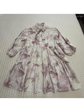 Maeve Loverly Grey Bettina Mini Shirt Dress Anthropologie M Medium Purple White